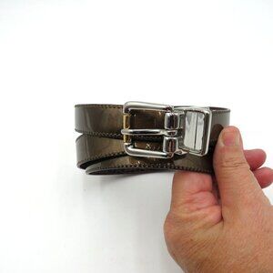 Ralph‎ Lauren Belt Size Large Reversible Burgundy Faux Crocodile Copper Metallic